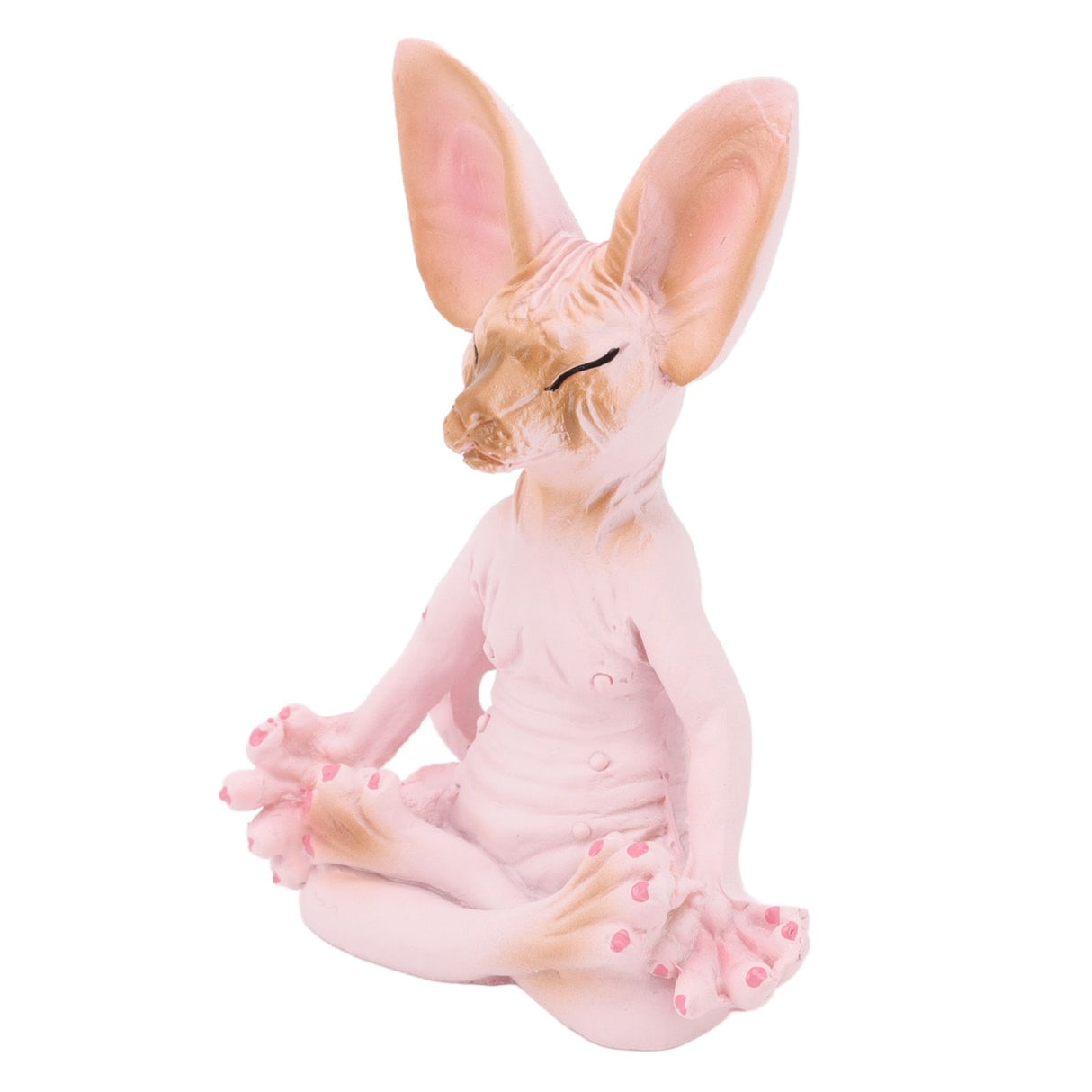 Cat Meditate Statue Vivid Details Cat Meditate Collectible Figurines for Homes Office Yoga Room Ornaments Gifts Pink