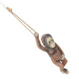 Baby Monkey Hanging Statue Exquisite Carving Resin Brown Monkey Sculptures for Trees Gardens - Top-Down View