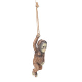 Baby Monkey Hanging Statue Exquisite Carving Resin Brown Monkey Sculptures for Trees Gardens - 45-Degree Angle