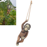 Baby Monkey Hanging Statue Exquisite Carving Resin Brown Monkey Sculptures for Trees Gardens