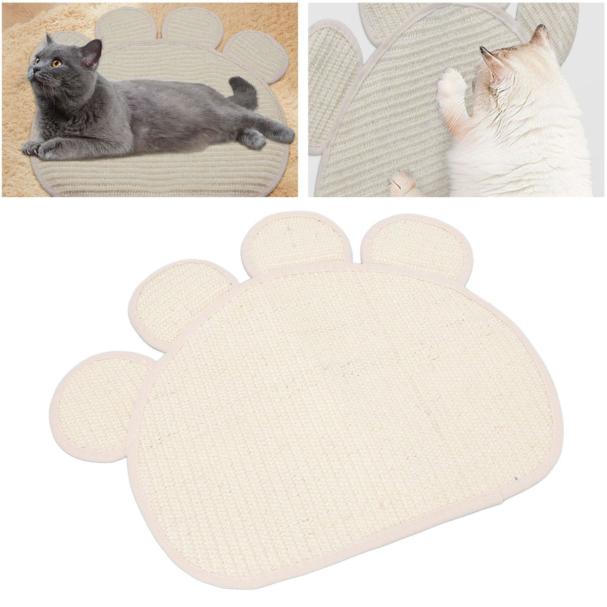 Sisal Cat Scratcher Mat Cute Shape Grinding Claw Protecting Furniture Cat Floor Scratching Pad for Cats Kittens