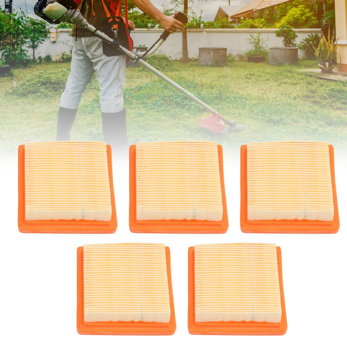 5PCS Trimmer Air Filter Panel Filter Paper Trimmer Air Filter Replacement for Stihl FS91 Garden Tool