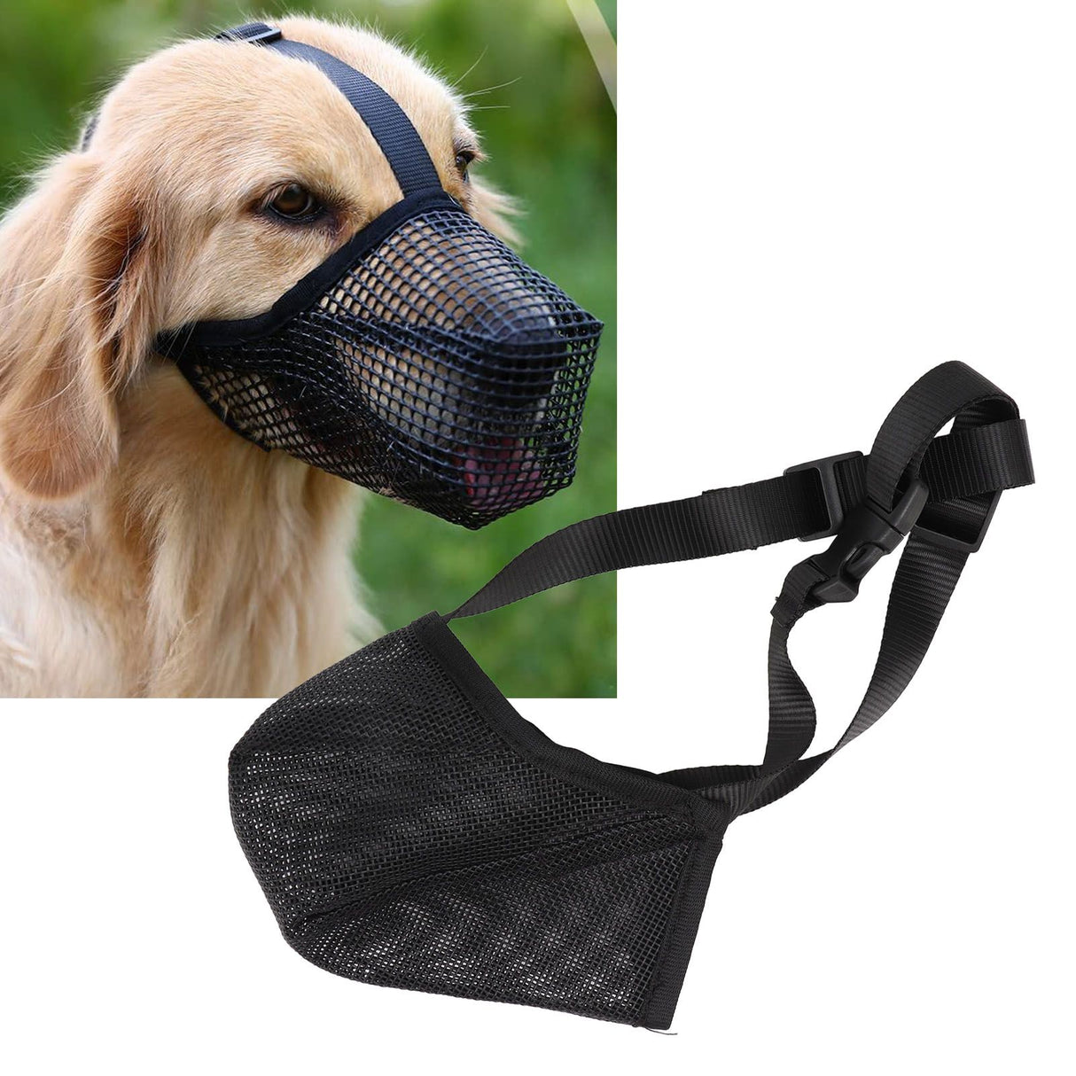 Dog Muzzle Soft Mesh Poisoned Bait Protection Pet Mouth Cover with Adjustable Straps for Small Medium Large Dogs 16.5x19cm / 6.5x7.5in