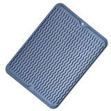 Table Insulating Rubber Mat Anti Slip Waterproof Heat Resistant Dish Drying Placemat for Kitchen Blue