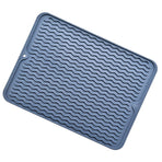 Table Insulating Rubber Mat Anti Slip Waterproof Heat Resistant Dish Drying Placemat for Kitchen Blue
