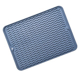 Table Insulating Rubber Mat Anti Slip Waterproof Heat Resistant Dish Drying Placemat for Kitchen Blue - Top-Down View