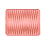 Table Insulating Rubber Mat Anti Slip Waterproof Heat Resistant Dish Drying Placemat for Kitchen Pink