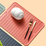 Table Insulating Rubber Mat Anti Slip Waterproof Heat Resistant Dish Drying Placemat for Kitchen Pink