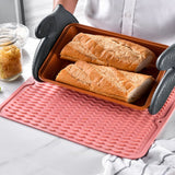 Table Insulating Rubber Mat Anti Slip Waterproof Heat Resistant Dish Drying Placemat for Kitchen Pink - Rear View