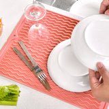 Table Insulating Rubber Mat Anti Slip Waterproof Heat Resistant Dish Drying Placemat for Kitchen Pink