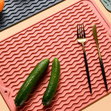 Table Insulating Rubber Mat Anti Slip Waterproof Heat Resistant Dish Drying Placemat for Kitchen Pink