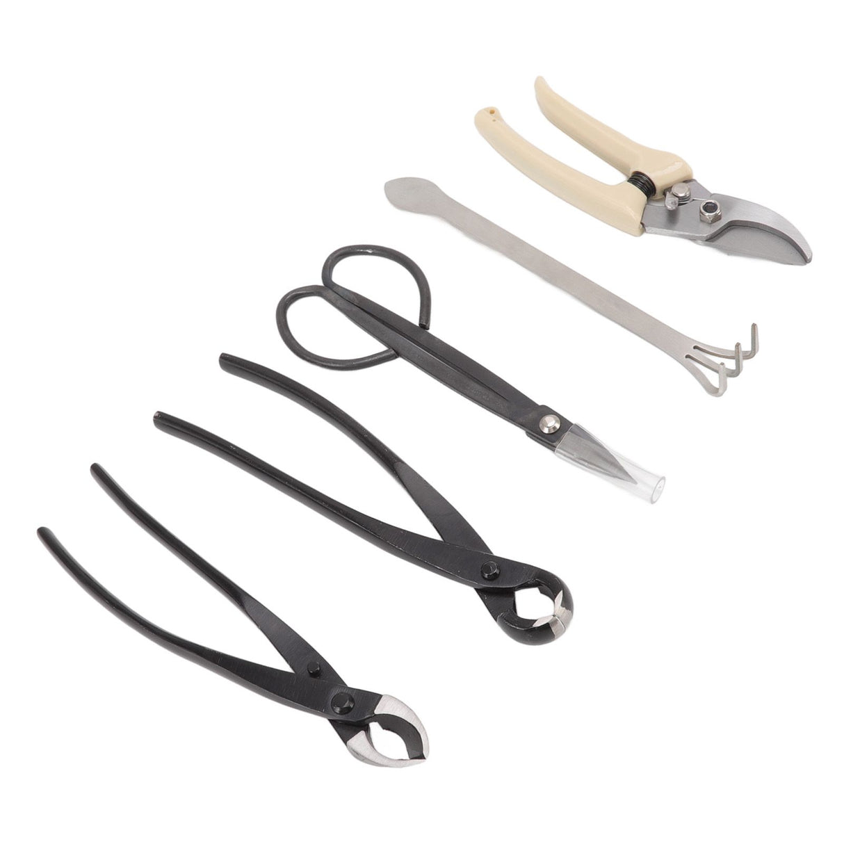 5Pcs Bonsai Tool Set Kit Carbon Steel Bonsai Scissors Rake Branch Cutter Pruning Shears Pliers Garden Tools
