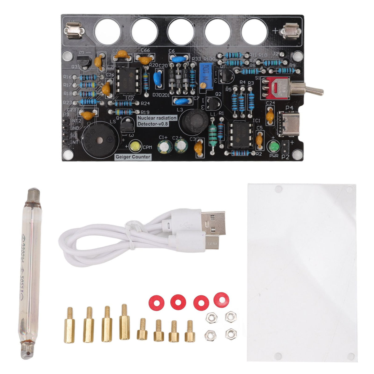 Geiger Counters Kit V0.8 Assembled DIY Tube for Nuclear Radiation Detector Accessories 380V‑550V