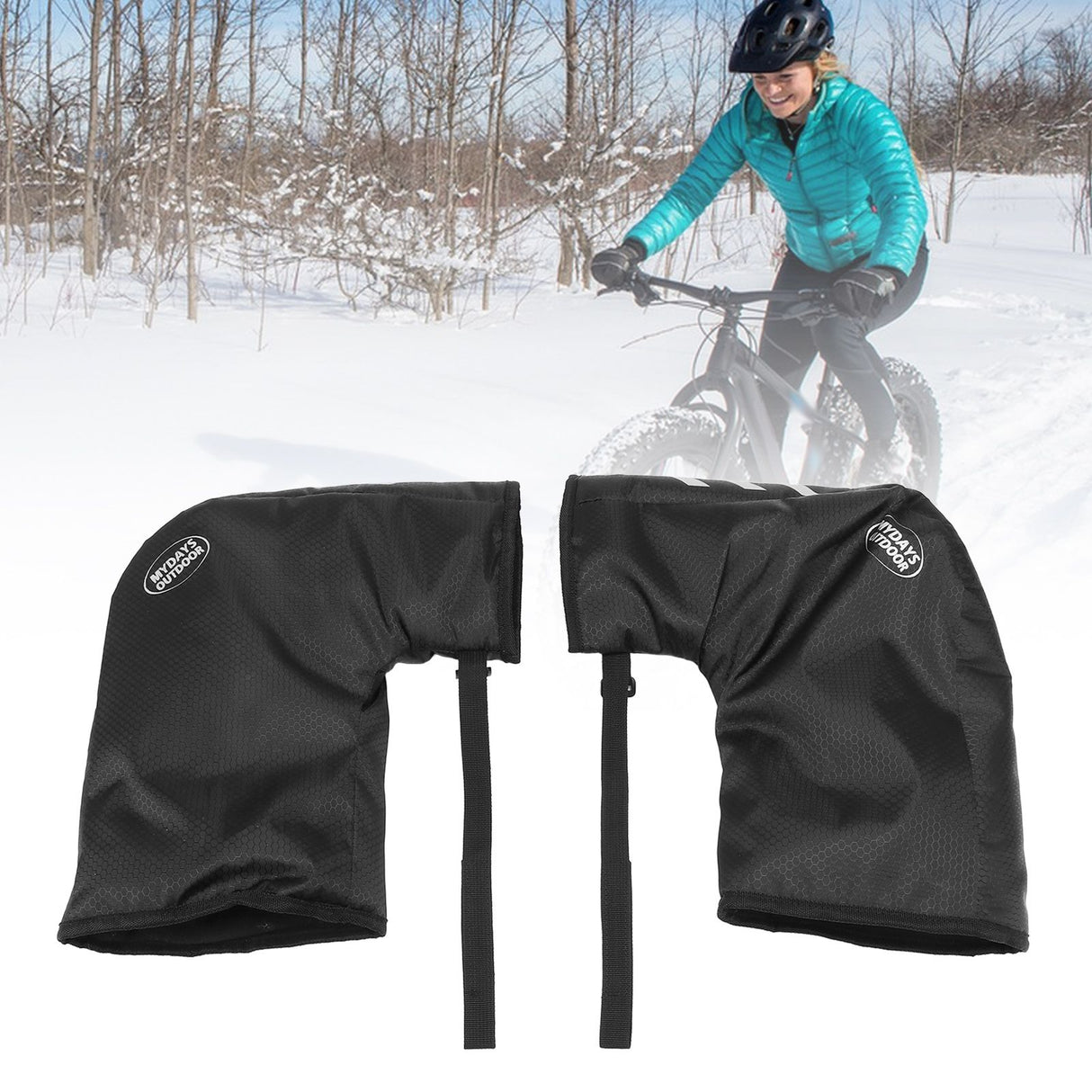 One Pair Bike Handlebar Gloves Waterproof Reflective Bike Handlebar Hand Protector for Winter Cycling