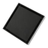 4 Inch Square Invisible Shower Drain Stainless Steel Anti Odor Bathroom Floor Drain 1.3mm Tileable Black