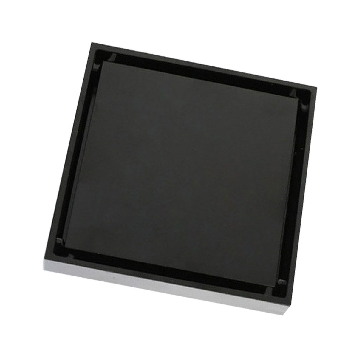 4 Inch Square Invisible Shower Drain Stainless Steel Anti Odor Bathroom Floor Drain 1.3mm Tileable Black