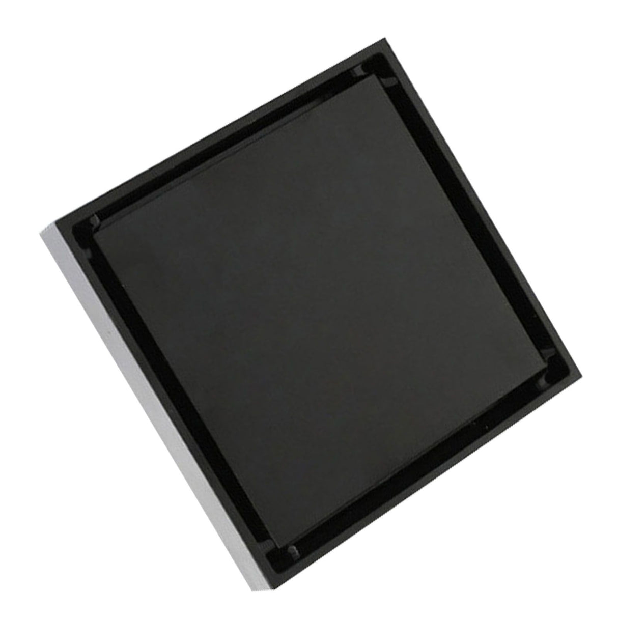 4 Inch Square Invisible Shower Drain Stainless Steel Anti Odor Bathroom Floor Drain 1.3mm Tileable Black