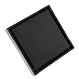 4 Inch Square Invisible Shower Drain Stainless Steel Anti Odor Bathroom Floor Drain 1.3mm Tileable Black
