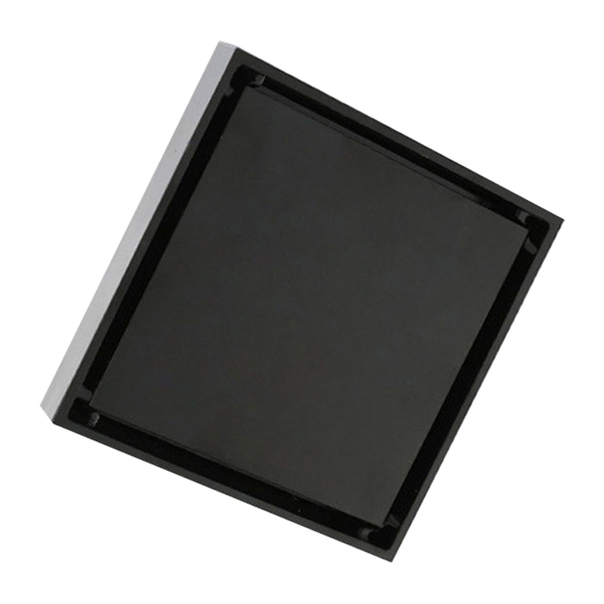 4 Inch Square Invisible Shower Drain Stainless Steel Anti Odor Bathroom Floor Drain 1.3mm Tileable Black