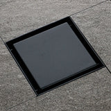 4 Inch Square Invisible Shower Drain Stainless Steel Anti Odor Bathroom Floor Drain 1.3mm Tileable Black