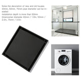 4 Inch Square Invisible Shower Drain Stainless Steel Anti Odor Bathroom Floor Drain 1.3mm Tileable Black