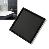 4 Inch Square Invisible Shower Drain Stainless Steel Anti Odor Bathroom Floor Drain 1.3mm Tileable Black