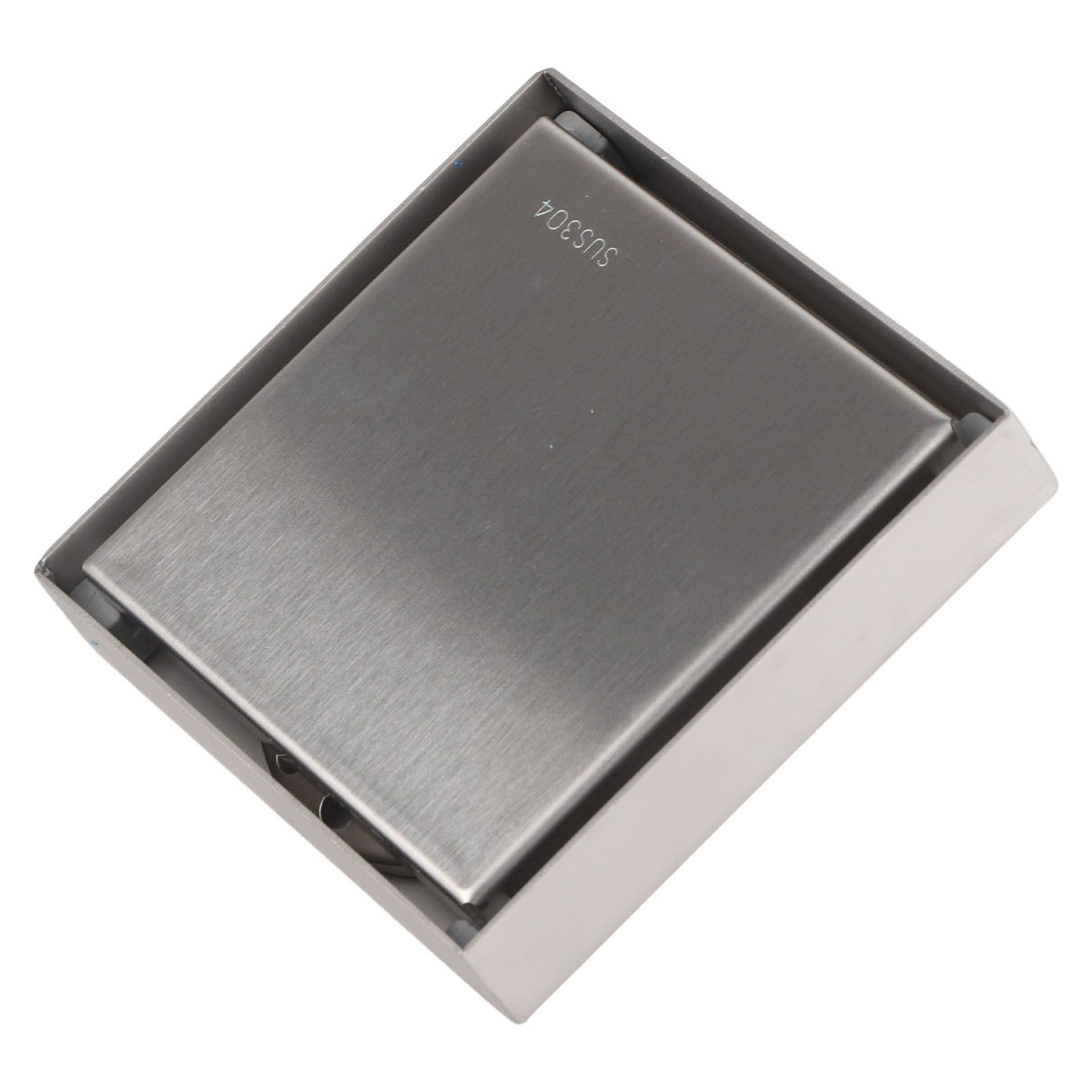 4 Inch Square Invisible Shower Drain Stainless Steel Anti Odor Bathroom Floor Drain 1.3mm Tileable Brushed