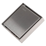4 Inch Square Invisible Shower Drain Stainless Steel Anti Odor Bathroom Floor Drain 1.3mm Tileable Brushed - Front View