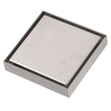 4 Inch Square Invisible Shower Drain Stainless Steel Anti Odor Bathroom Floor Drain 1.3mm Tileable Brushed