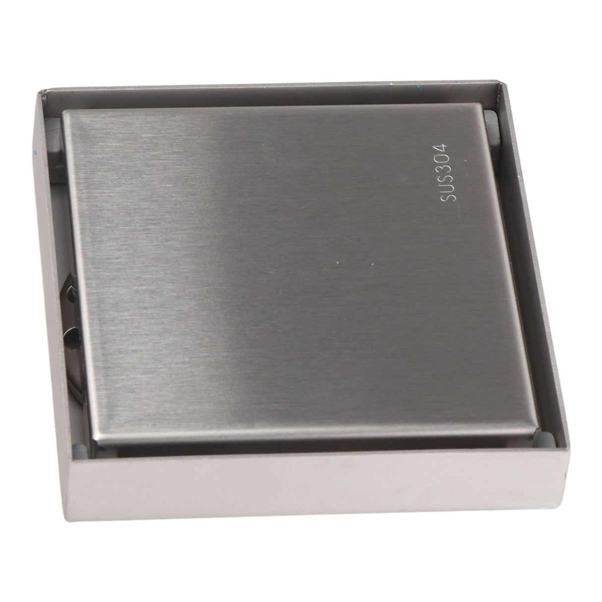 4 Inch Square Invisible Shower Drain Stainless Steel Anti Odor Bathroom Floor Drain 1.3mm Tileable Brushed