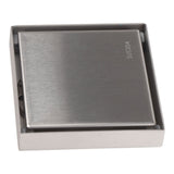 4 Inch Square Invisible Shower Drain Stainless Steel Anti Odor Bathroom Floor Drain 1.3mm Tileable Brushed