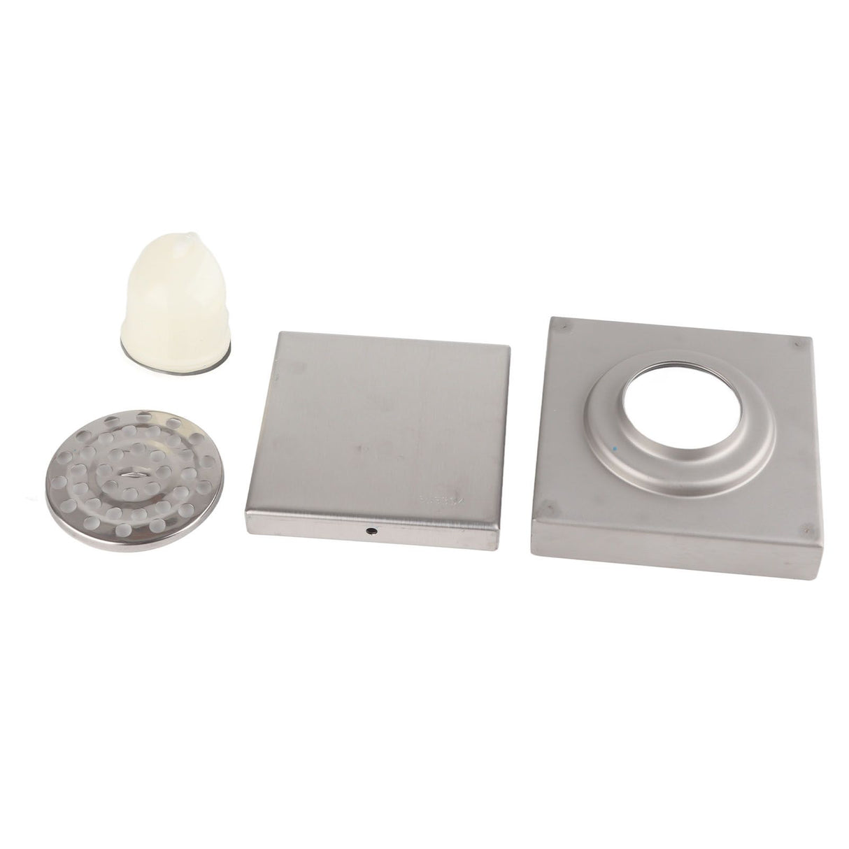 4 Inch Square Invisible Shower Drain Stainless Steel Anti Odor Bathroom Floor Drain 1.3mm Tileable Brushed