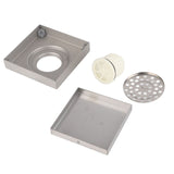 4 Inch Square Invisible Shower Drain Stainless Steel Anti Odor Bathroom Floor Drain 1.3mm Tileable Brushed - Extra Image