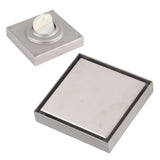 4 Inch Square Invisible Shower Drain Stainless Steel Anti Odor Bathroom Floor Drain 1.3mm Tileable Brushed