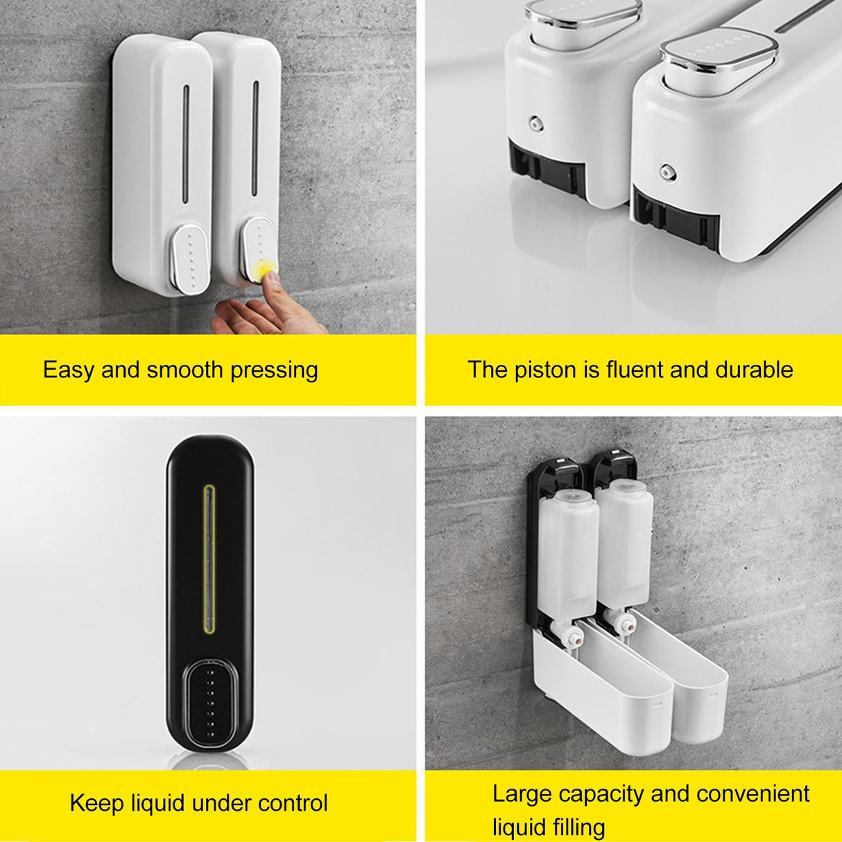 300ml Manual Soap Dispenser Press ABS Wall Mounted Shower Gel Container for Home Hotel White