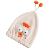 Hair Drying Caps Ultra Absorbent Microfiber Shower Wrap Towels Soft Cute Cartoon Quick Drying Bath Hat for Wet Long Thick Hair Beige Chicken