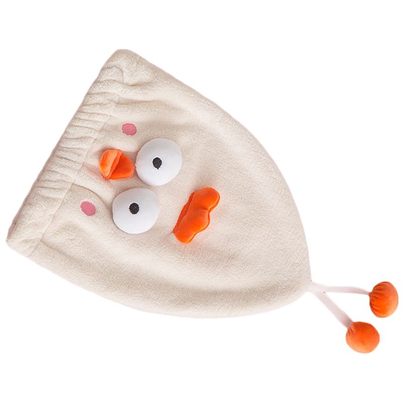 Hair Drying Caps Ultra Absorbent Microfiber Shower Wrap Towels Soft Cute Cartoon Quick Drying Bath Hat for Wet Long Thick Hair Beige Chicken