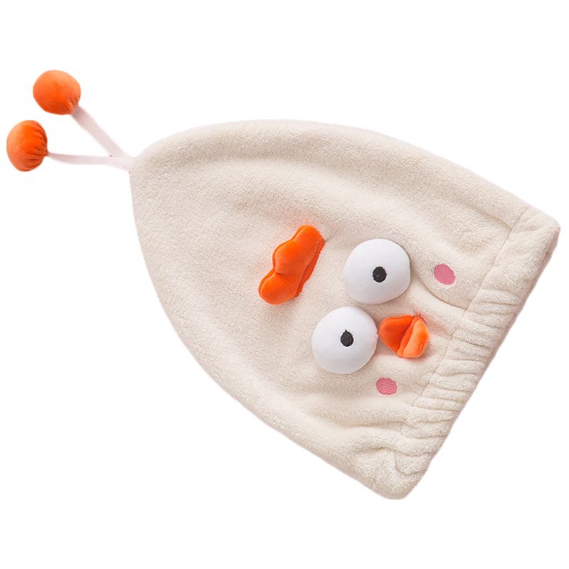Hair Drying Caps Ultra Absorbent Microfiber Shower Wrap Towels Soft Cute Cartoon Quick Drying Bath Hat for Wet Long Thick Hair Beige Chicken