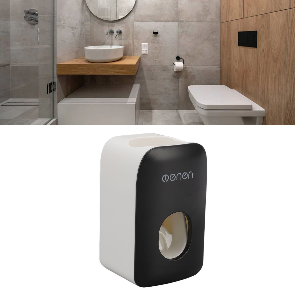 Automatic Toothpaste Dispenser Wall Mounted Adhesive Toothpaste Squeezer Holder for Bathroom Black