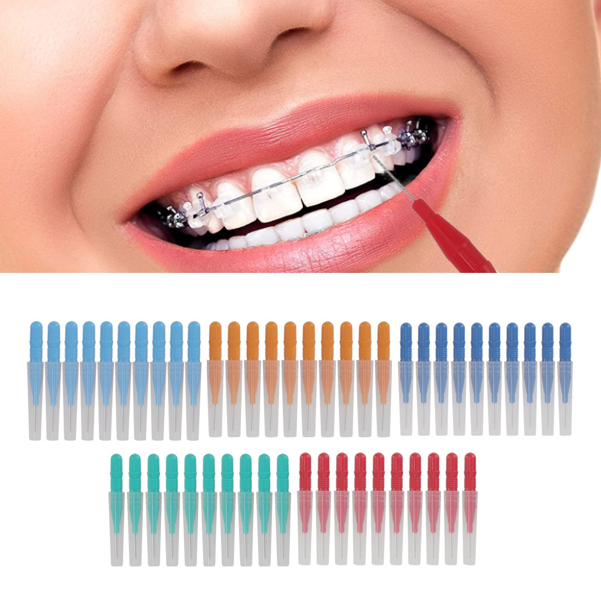 50 Pcs Tooth Interdental Brush for Oral Dental Health Teeth Cleaning Toothpick Cleaners