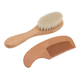 Baby Brush and Comb Set Multifunction Composite Wood and Wool Baby Hair Brush for Men Hair Style Baby Bath - Front View