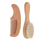 Baby Brush and Comb Set Multifunction Composite Wood and Wool Baby Hair Brush for Men Hair Style Baby Bath - Close-Up Angle