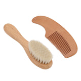 Baby Brush and Comb Set Multifunction Composite Wood and Wool Baby Hair Brush for Men Hair Style Baby Bath - Extra Image
