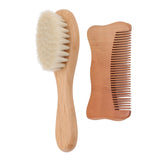 Wooden Baby Hair Brush Comb Set Baby Bathing Wood Comb Wool Brush Men Oil Head Style Beard Brush - Side View