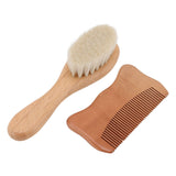 Wooden Baby Hair Brush Comb Set Baby Bathing Wood Comb Wool Brush Men Oil Head Style Beard Brush - Low Angle