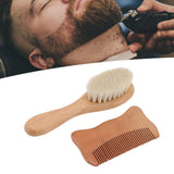 Wooden Baby Hair Brush Comb Set Baby Bathing Wood Comb Wool Brush Men Oil Head Style Beard Brush - Extra Image