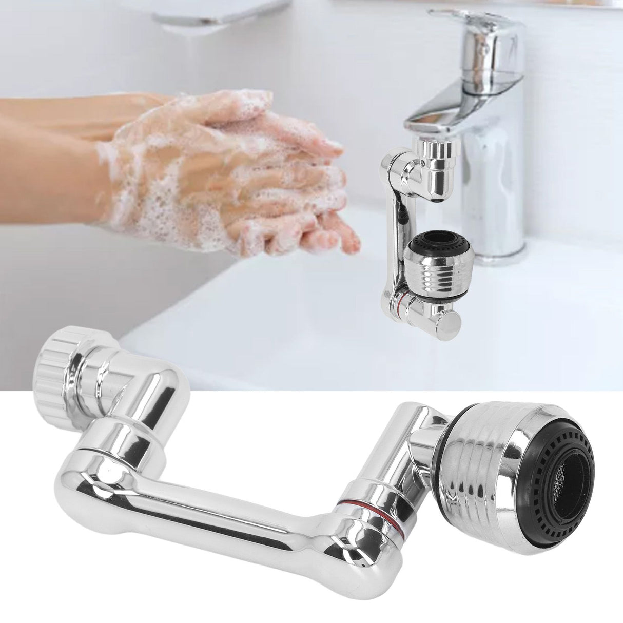 Swivel Faucet Extender Bendable 1080 Degree Rotating Universal Sink Faucet Aerator Extender for Kitchen Balcony Faucet