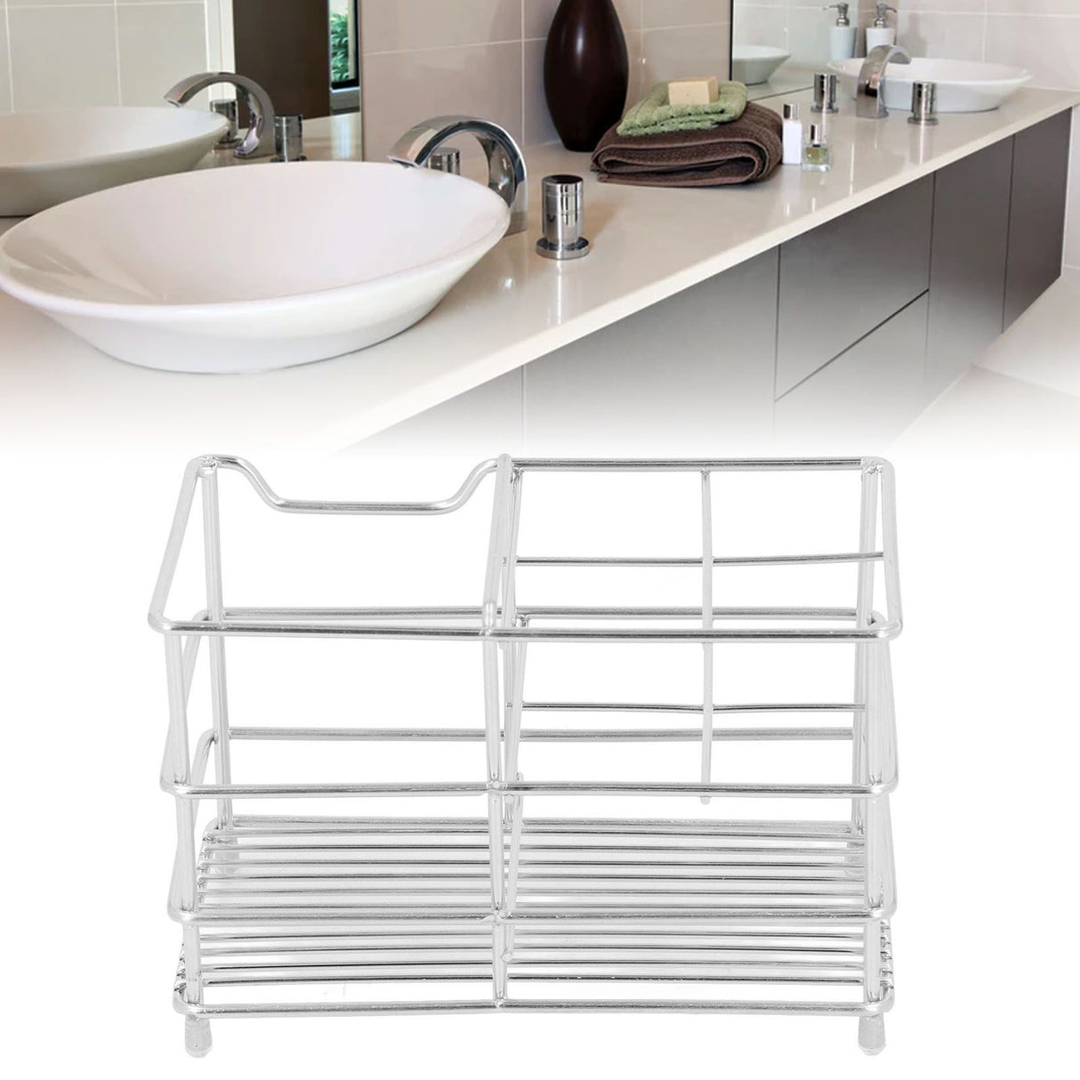Stainless Steel Toothbrush Holder Multipurpose Toothbrush Toothpaste Holder for Bathroom Accessories Silver