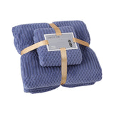 Bath Shower Towel Set Coral Fleece Quick Dry Highly Absorbent Soft Comfortable for Daily Use Dark Blue