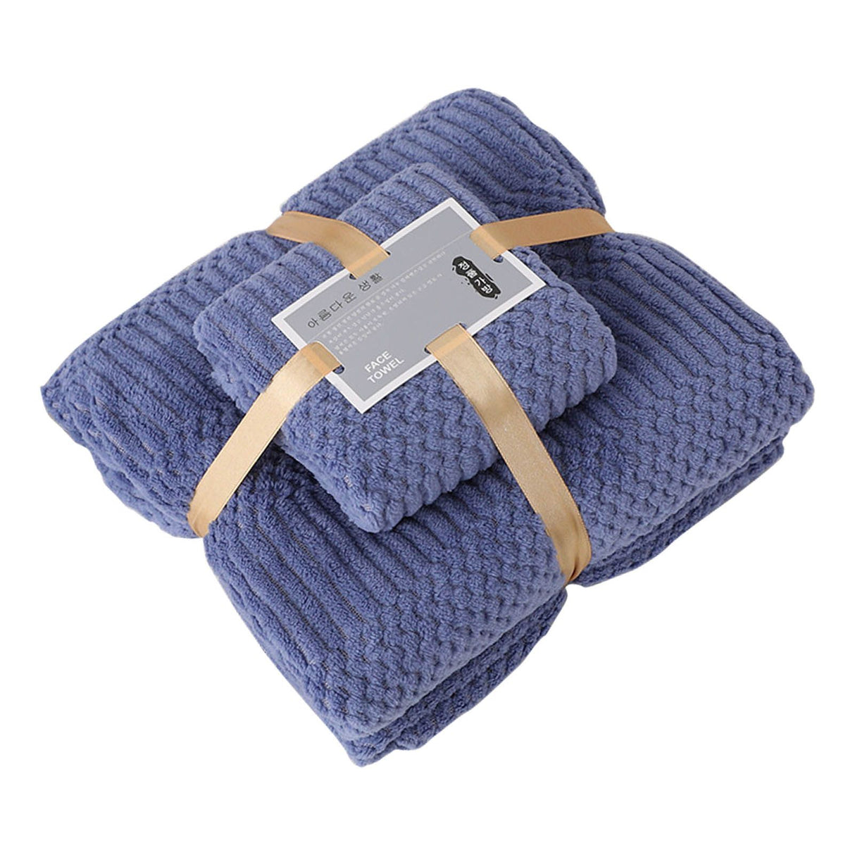 Bath Shower Towel Set Coral Fleece Quick Dry Highly Absorbent Soft Comfortable for Daily Use Dark Blue